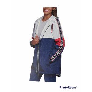 Women Medium TOMMY HILFIGER color block hooded parka windbreaker